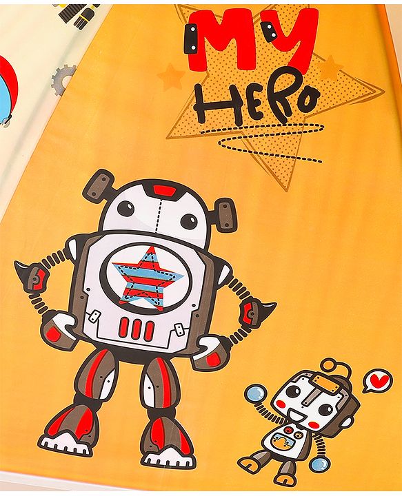 Babyhug Free Size Umbrella with Robot Print - Yellow