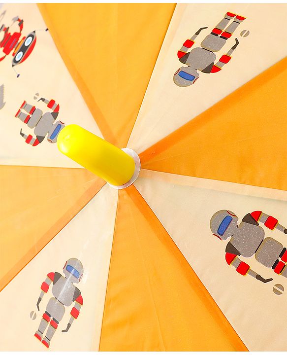 Babyhug Free Size Umbrella with Robot Print - Yellow