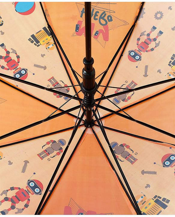 Babyhug Free Size Umbrella with Robot Print - Yellow