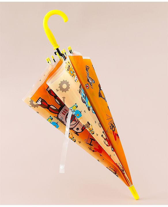 Babyhug Free Size Umbrella with Robot Print - Yellow