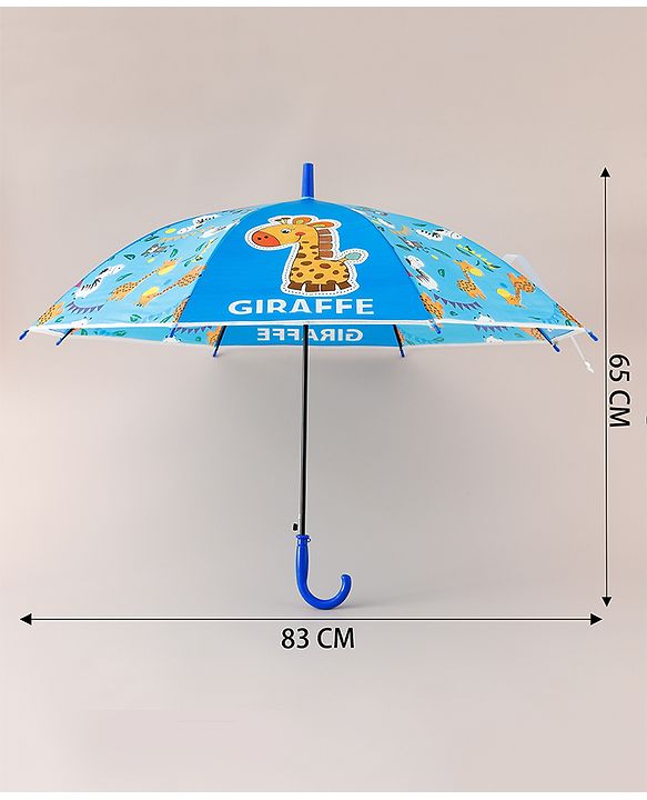 Babyhug Free Size Umbrella with Giraffe Print - Blue