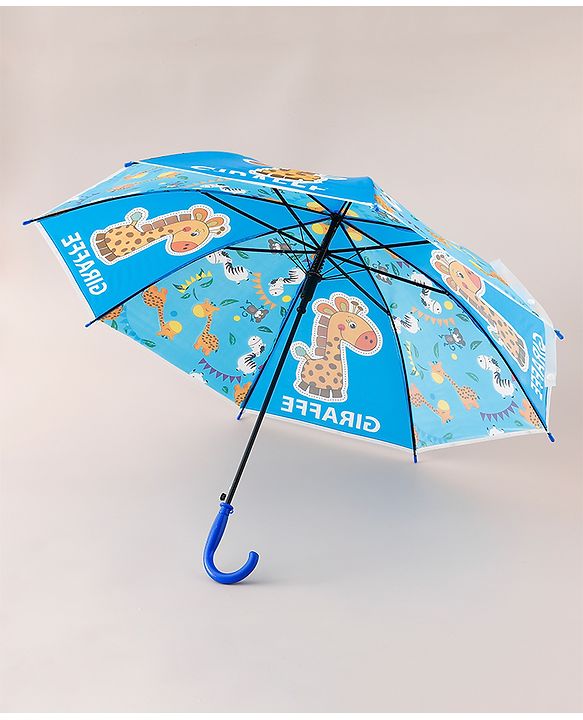 Babyhug Free Size Umbrella with Giraffe Print - Blue