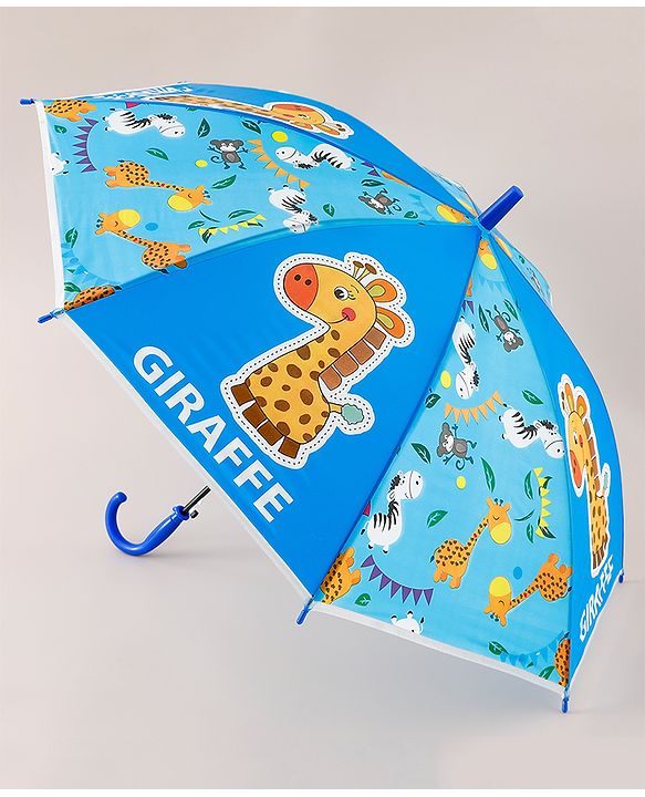 Babyhug Free Size Umbrella with Giraffe Print - Blue