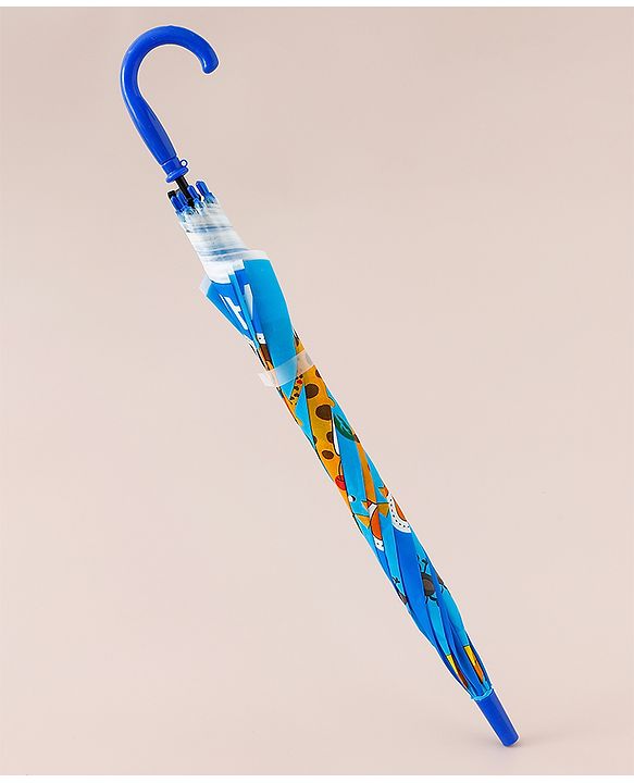 Babyhug Free Size Umbrella with Giraffe Print - Blue