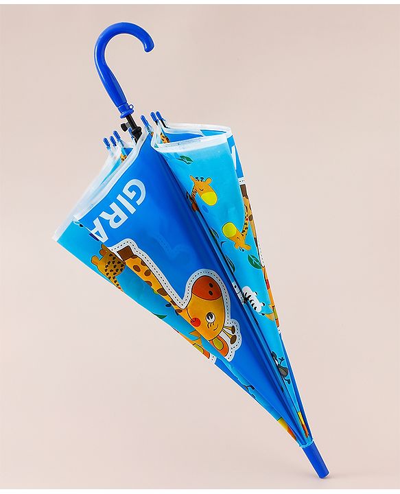 Babyhug Free Size Umbrella with Giraffe Print - Blue
