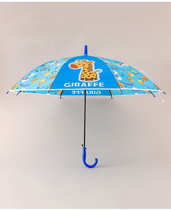 Babyhug Free Size Umbrella with Giraffe Print - Blue