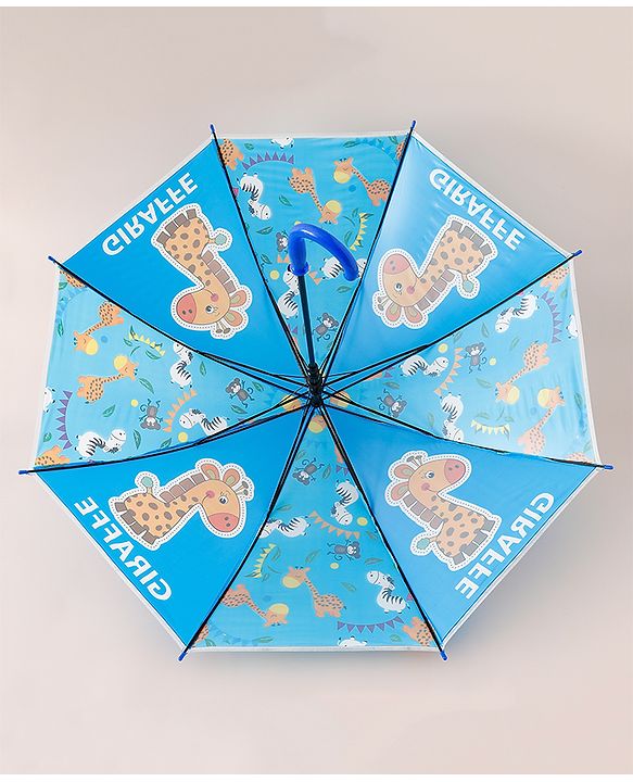 Babyhug Free Size Umbrella with Giraffe Print - Blue