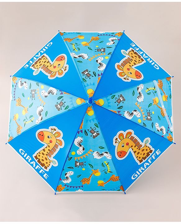 Babyhug Free Size Umbrella with Giraffe Print - Blue