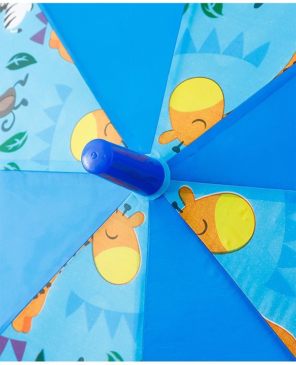 Babyhug Free Size Umbrella with Giraffe Print - Blue
