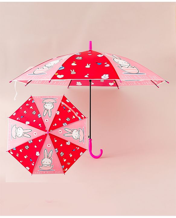Babyhug Free Size Umbrella with Kitty Print - Pink