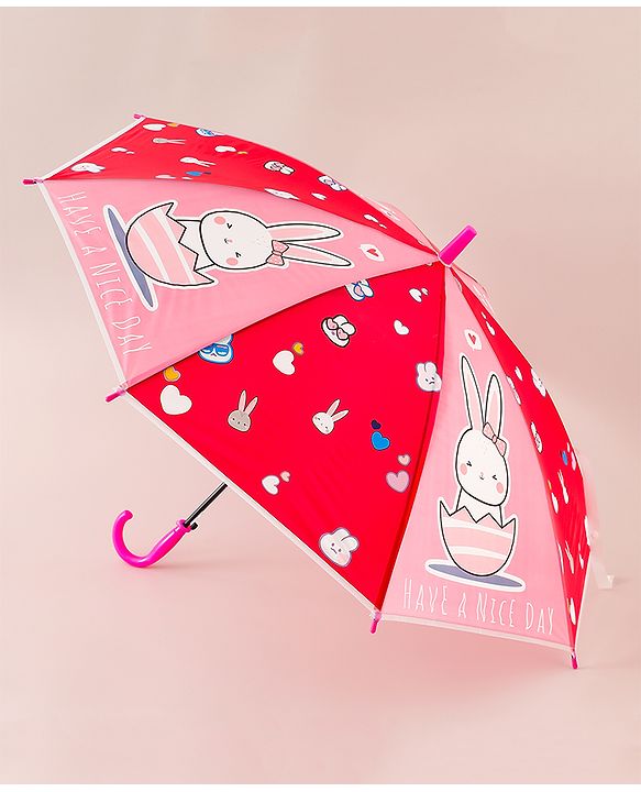 Babyhug Free Size Umbrella with Kitty Print - Pink