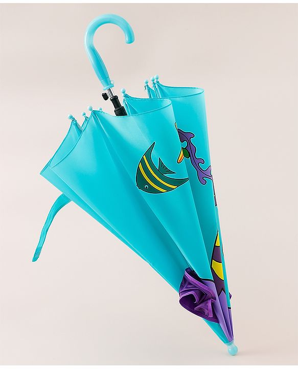 Babyhug Umbrella With Mermaid Print & Applique - Blue