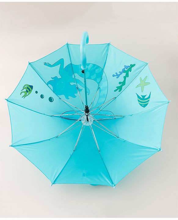 Babyhug Umbrella With Mermaid Print & Applique - Blue