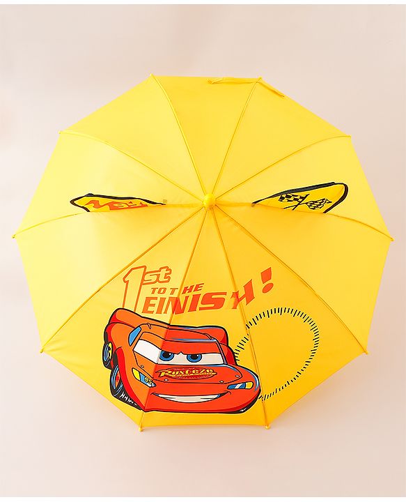 Babyhug Unisex Umbrella With Car Print & Applique - Yellow