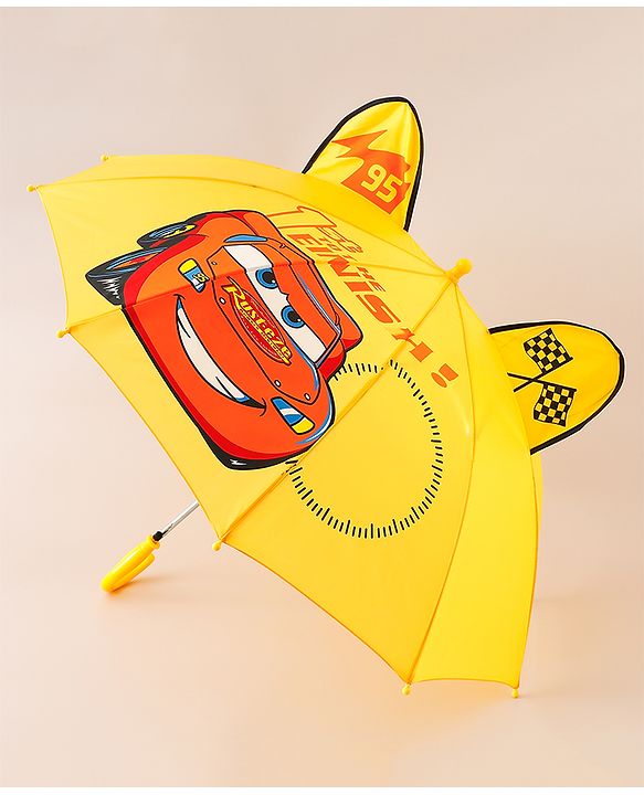 Babyhug Unisex Umbrella With Car Print & Applique - Yellow