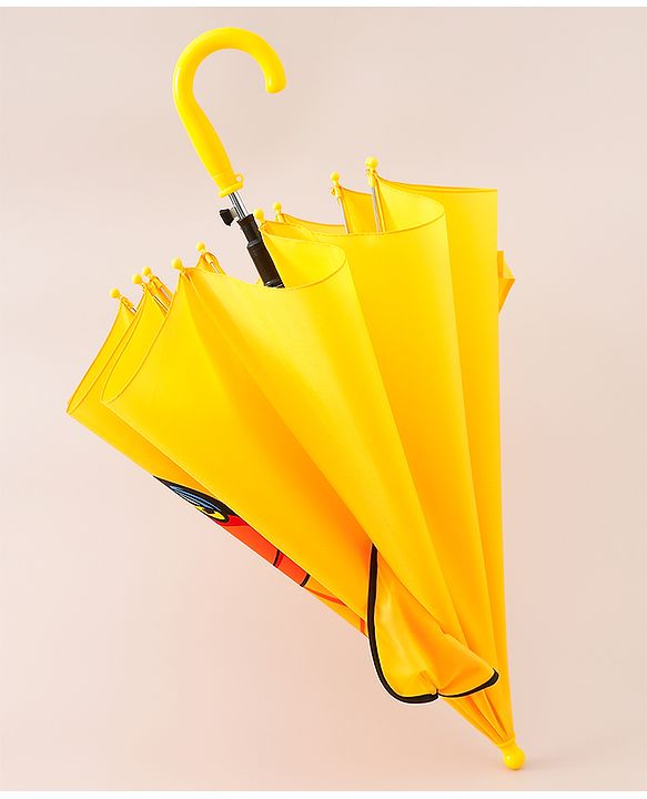 Babyhug Unisex Umbrella With Car Print & Applique - Yellow