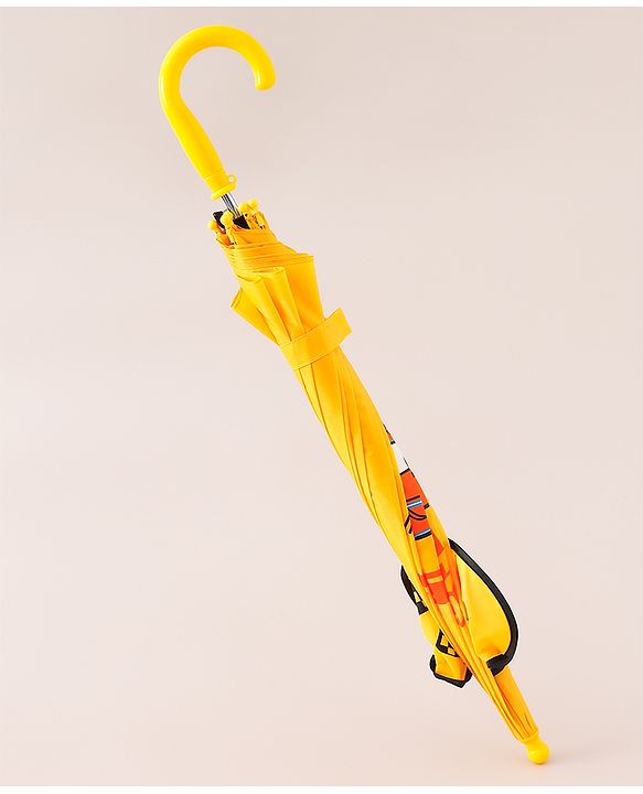 Babyhug Unisex Umbrella With Car Print & Applique - Yellow