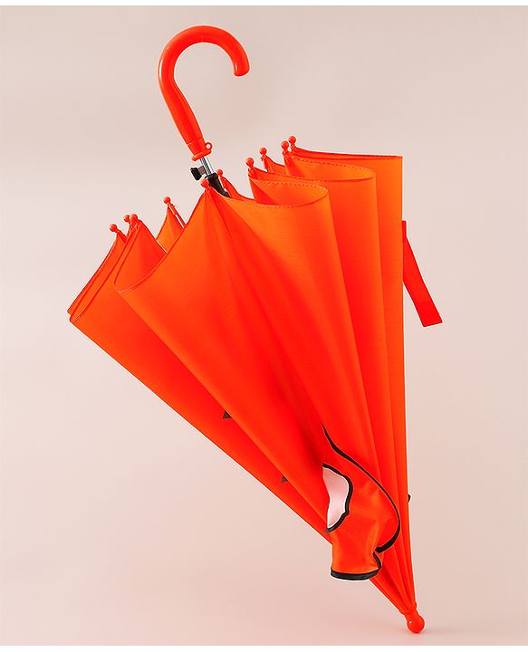Babyhug Unisex Umbrella WIth Cat Print & Applique - Orange