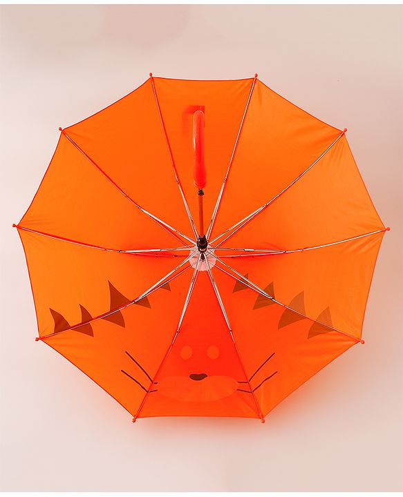 Babyhug Unisex Umbrella WIth Cat Print & Applique - Orange
