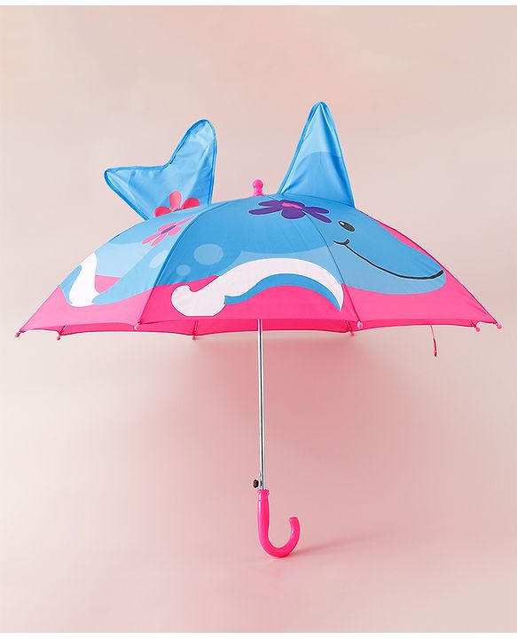 Babyhug Umbrella With Fish Print & Applique - Purple & Blue