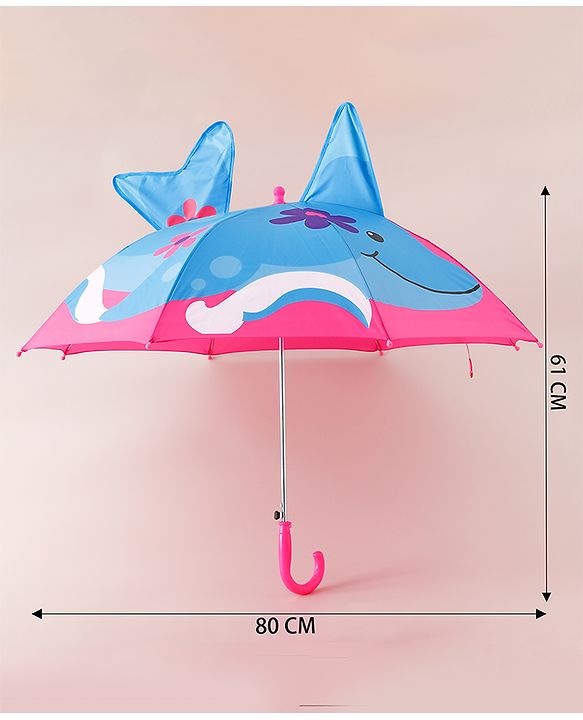 Babyhug Umbrella With Fish Print & Applique - Purple & Blue