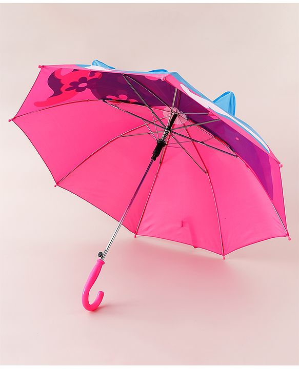 Babyhug Umbrella With Fish Print & Applique - Purple & Blue