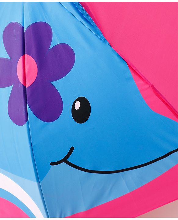 Babyhug Umbrella With Fish Print & Applique - Purple & Blue