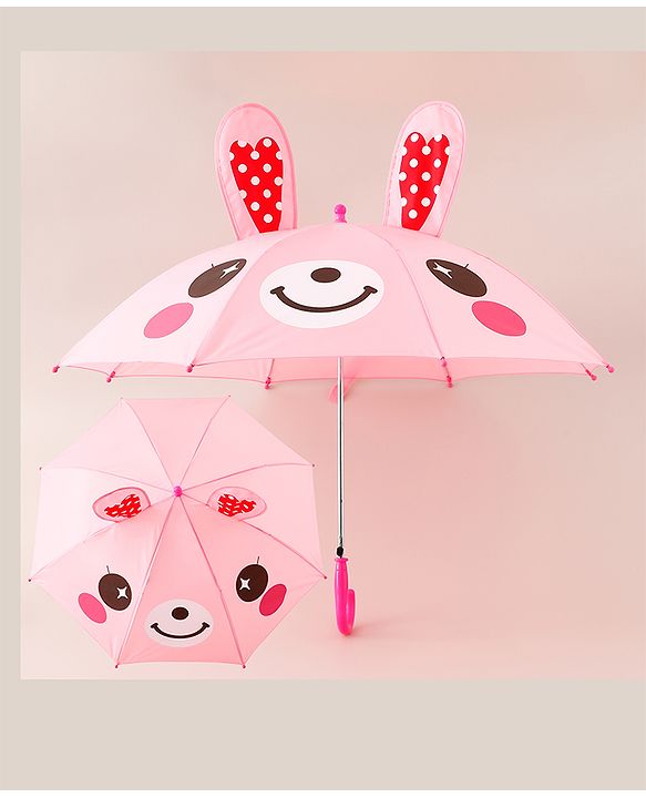 Babyhug Umbrella With Bunny Print & Applique - Pink