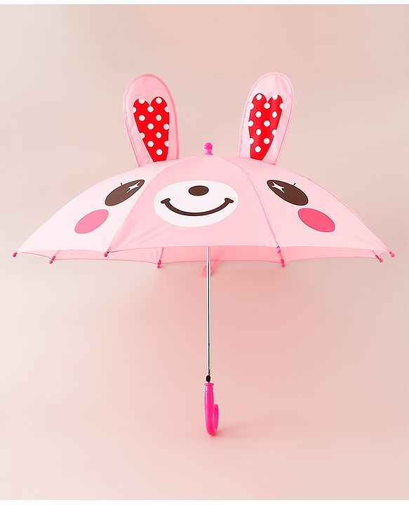 Babyhug Umbrella With Bunny Print & Applique - Pink