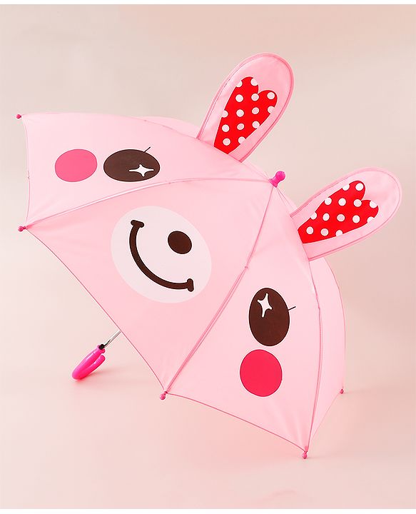 Babyhug Umbrella With Bunny Print & Applique - Pink