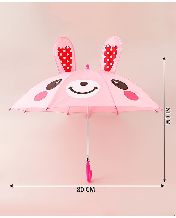 Babyhug Umbrella With Bunny Print & Applique - Pink