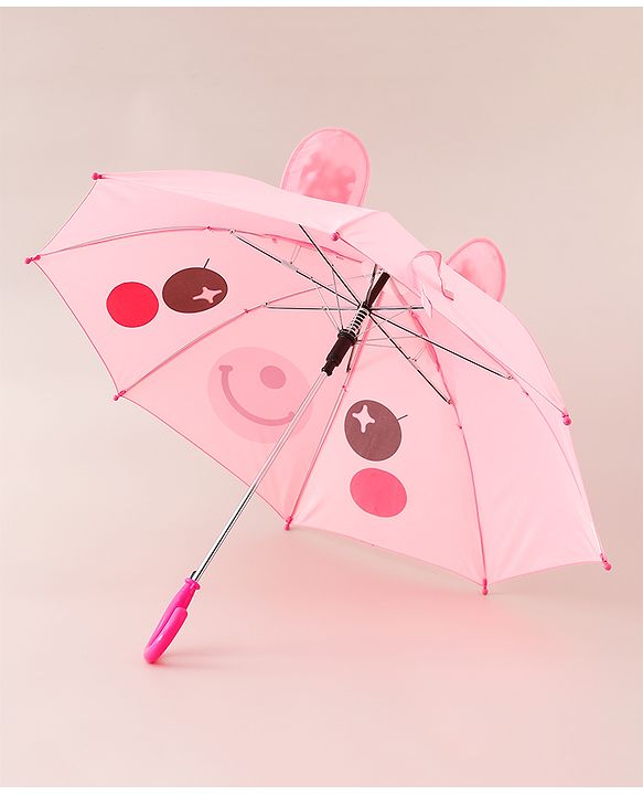 Babyhug Umbrella With Bunny Print & Applique - Pink