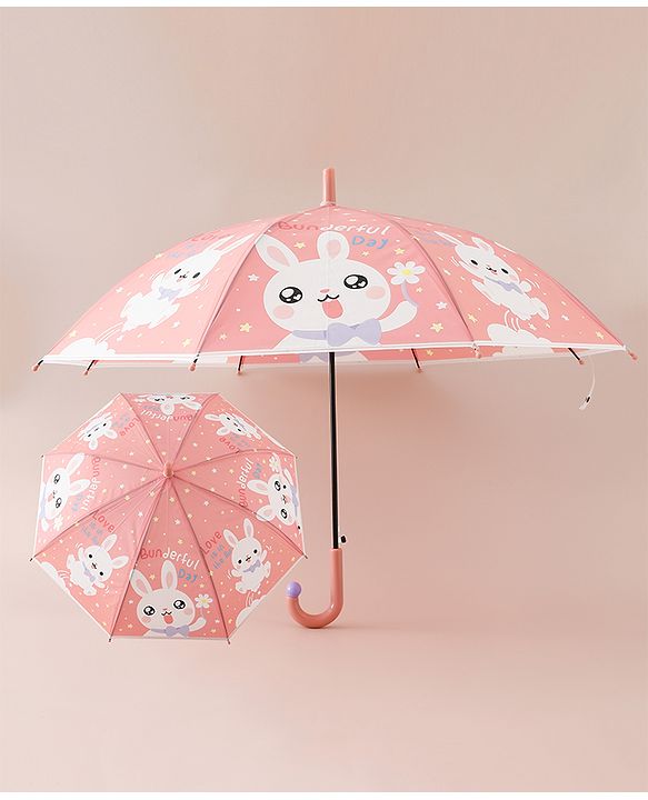 Babyhug Free Size Umbrella with Bunny Print - Red