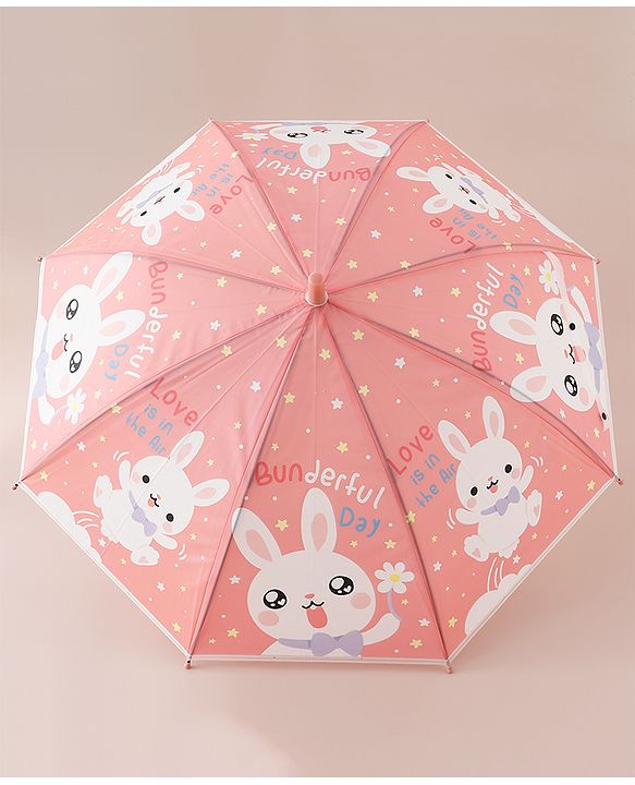 Babyhug Free Size Umbrella with Bunny Print - Red