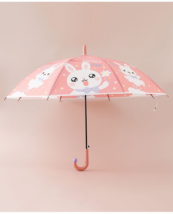 Babyhug Free Size Umbrella with Bunny Print - Red