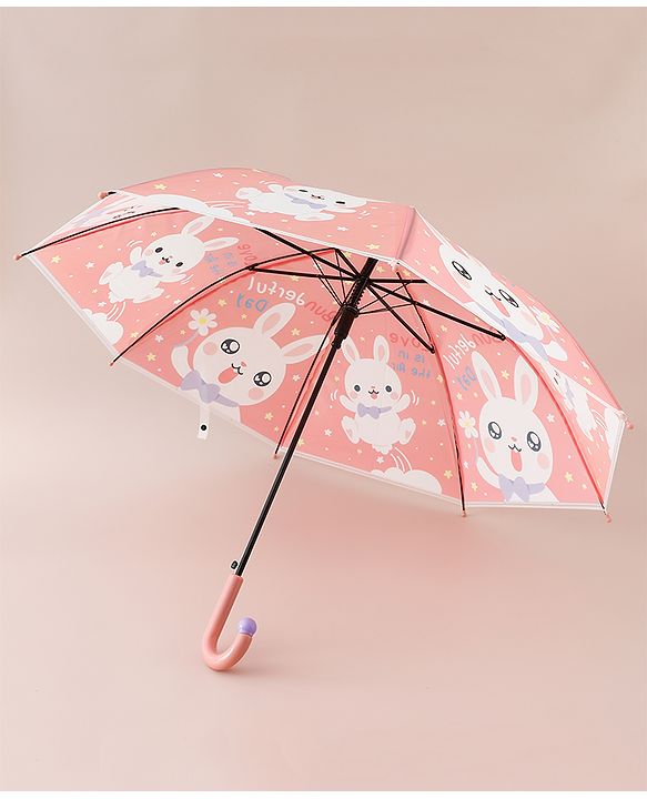 Babyhug Free Size Umbrella with Bunny Print - Red