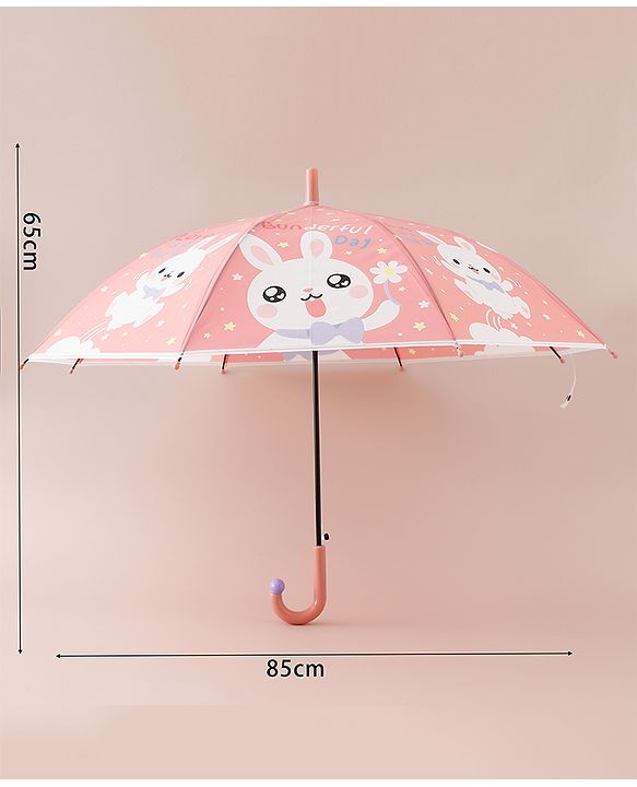 Babyhug Free Size Umbrella with Bunny Print - Red