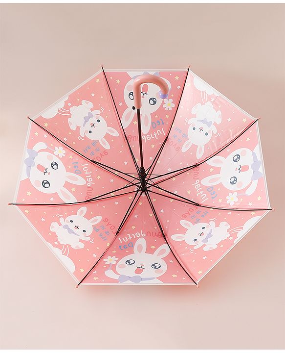 Babyhug Free Size Umbrella with Bunny Print - Red