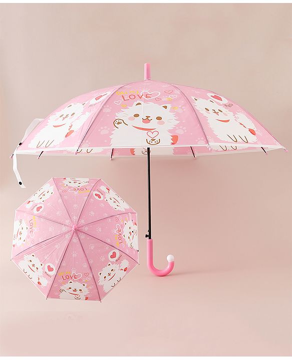 Babyhug Free Size Umbrella with Kitty Print -Pink