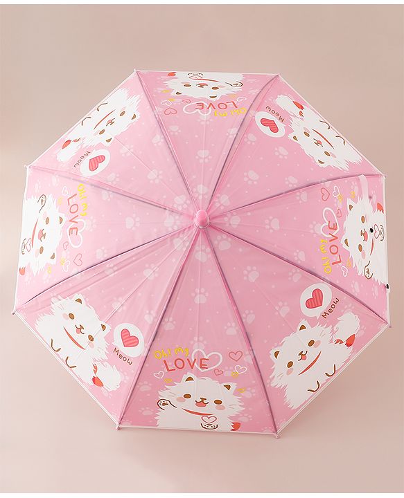 Babyhug Free Size Umbrella with Kitty Print -Pink