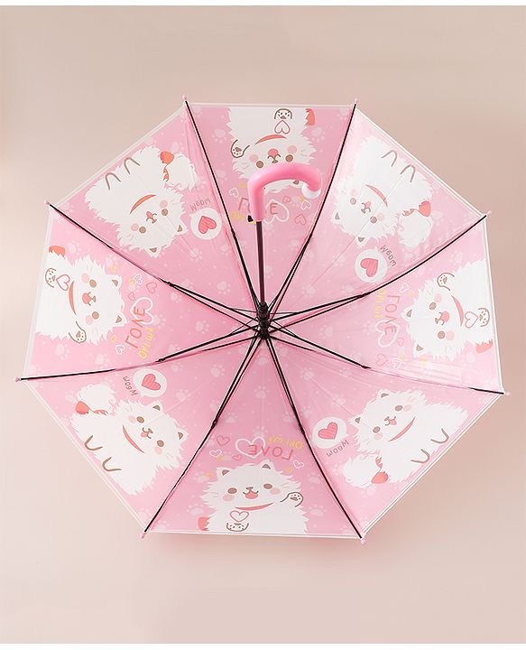Babyhug Free Size Umbrella with Kitty Print -Pink