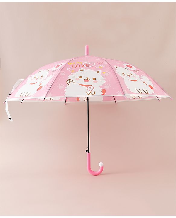 Babyhug Free Size Umbrella with Kitty Print -Pink