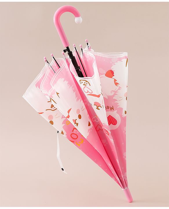 Babyhug Free Size Umbrella with Kitty Print -Pink