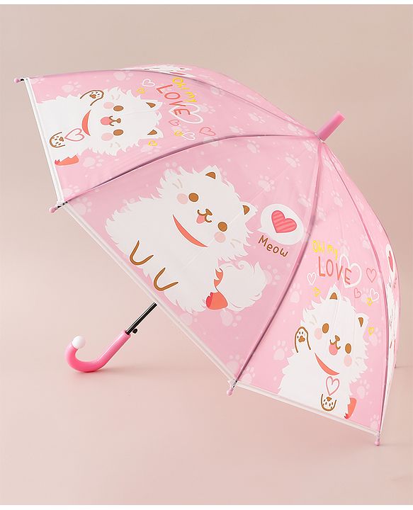 Babyhug Free Size Umbrella with Kitty Print -Pink