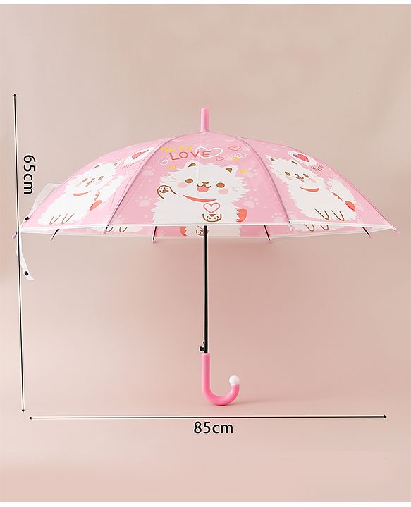 Babyhug Free Size Umbrella with Kitty Print -Pink