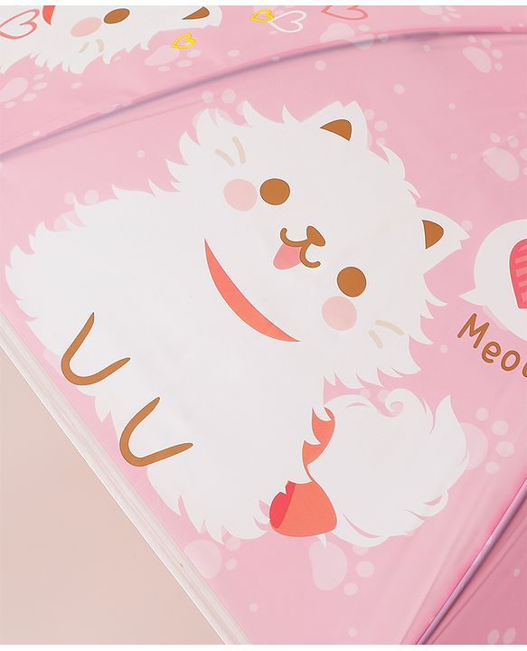 Babyhug Free Size Umbrella with Kitty Print -Pink