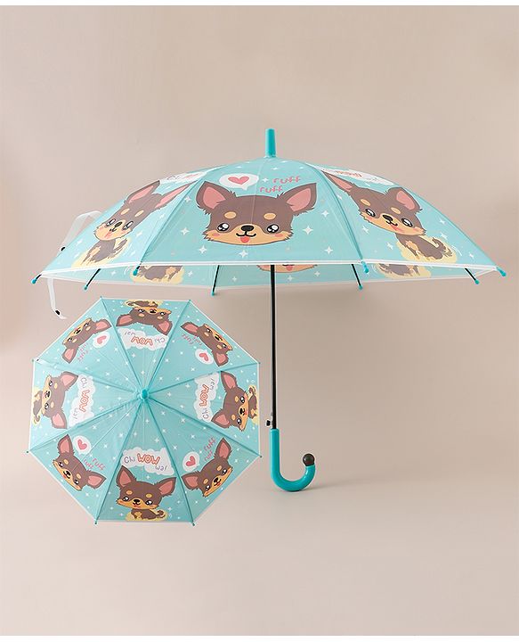 Babyhug Free Size Umbrella with Puppy Print -  Green