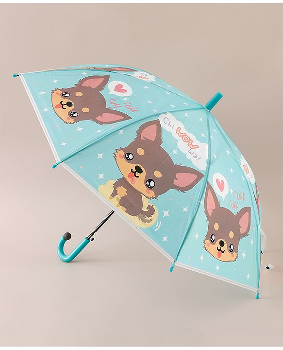 Babyhug Free Size Umbrella with Puppy Print -  Green