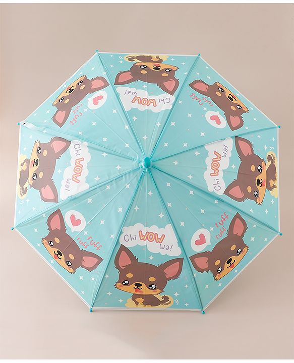 Babyhug Free Size Umbrella with Puppy Print -  Green