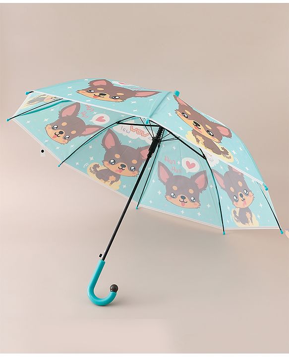 Babyhug Free Size Umbrella with Puppy Print -  Green